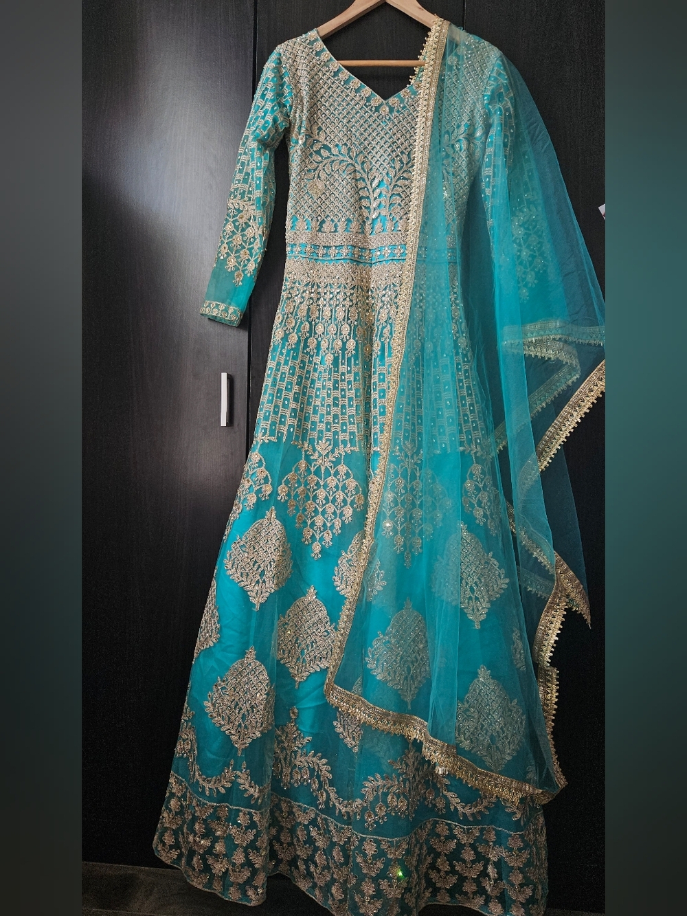 Indian Maxi Embellished Dress In Teal